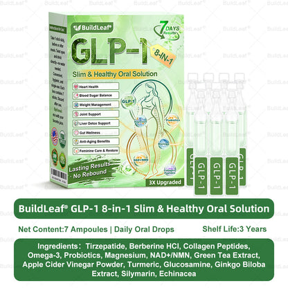 🔥Official Store | BuildLeaf® GLP-1 8-in-1 Slim & Healthy Oral Solution (Once a day, results in 7 days), With 100 Billion CFU Active Probiotics ✅ Supports weight management, heart health, diabetes, gut & women’s health, while firming skin & boosting energy