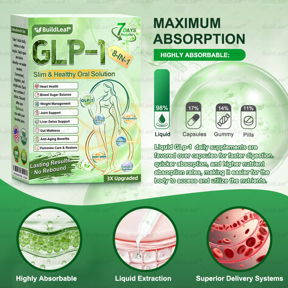 🔥Official Store | BuildLeaf® GLP-1 8-in-1 Slim & Healthy Oral Solution (Once a day, results in 7 days), With 100 Billion CFU Active Probiotics ✅ Supports weight management, heart health, diabetes, gut & women’s health, while firming skin & boosting energy
