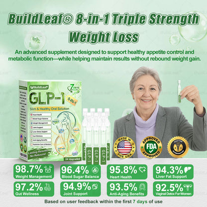 🔥Official Store | BuildLeaf® GLP-1 8-in-1 Slim & Healthy Oral Solution (Once a day, results in 7 days), With 100 Billion CFU Active Probiotics ✅ Supports weight management, heart health, diabetes, gut & women’s health, while firming skin & boosting energy