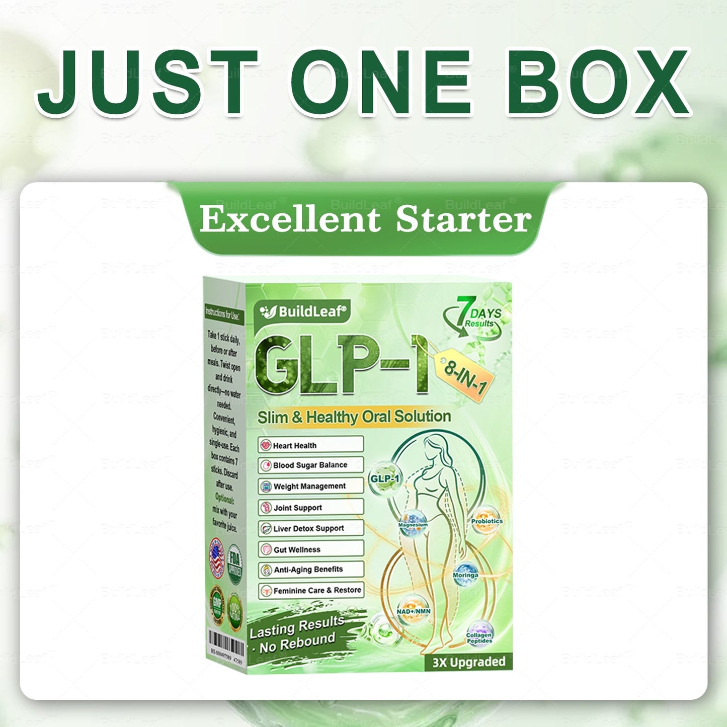 🔥Official Store | BuildLeaf® GLP-1 8-in-1 Slim & Healthy Oral Solution (Once a day, results in 7 days), With 100 Billion CFU Active Probiotics ✅ Supports weight management, heart health, diabetes, gut & women’s health, while firming skin & boosting energy
