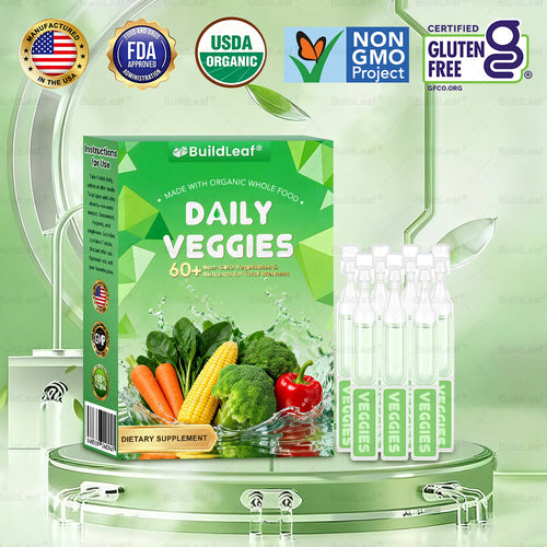 BuildLeaf® 60+ Non-GMO Vegetables Oral Solution, made with organic whole-food superveggies for total wellness.